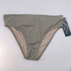 Aqua Couture Ribbed Swimsuit Bikini Bottoms‎ Bathing Suit  - Medium - Olive
